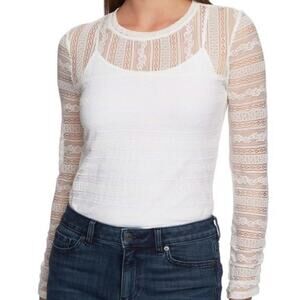 1. State Delicate Ecru Long Sleeve Lace Top L